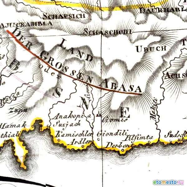 Фрагмент германской карты, где обозначена Большая Абаза