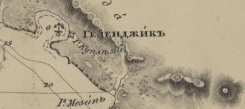 Река Мезипъ на карте 1834 г.