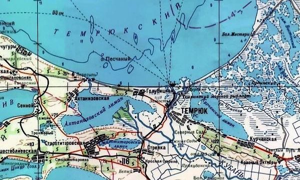 Станица Ахтанизовская на карте 1988 г. Станица Ахтанизовская на карте 1988 г.