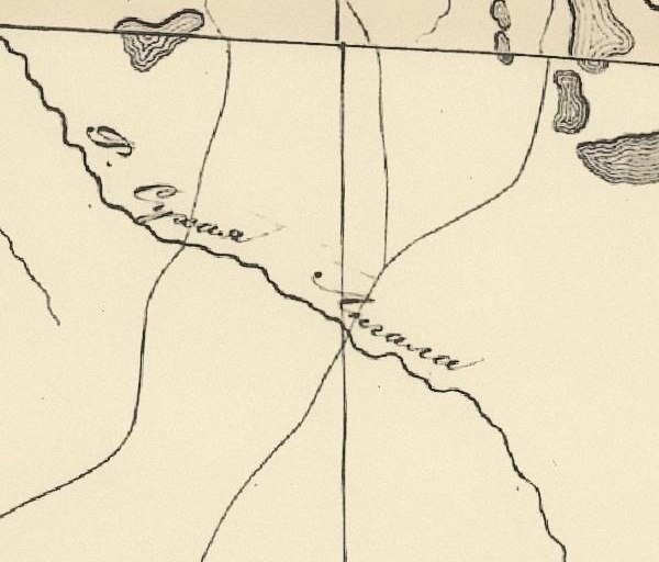 Река Сухая Ангала на карте 1840 г.