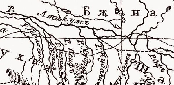 Фрагмент карты изданной Броневским С.М. в 1823 г.