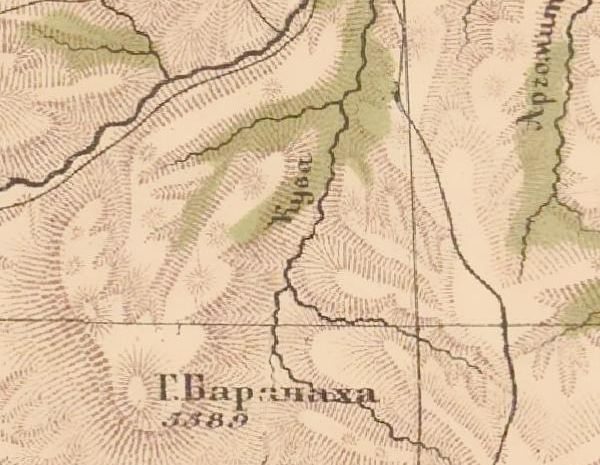 Гора Баранаха на карте Кавказа 1871 г. Гора Баранаха на карте Кавказа 1871 г.