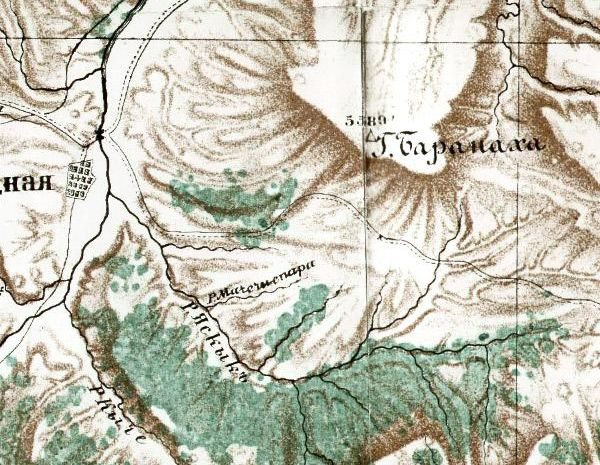 Гора Баранаха на карте Кавказского края 1877 г. Гора Баранаха на карте Кавказского края 1877 г.