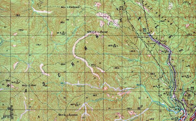Долина реки Букепка на современной карте масштаба 1:50 000