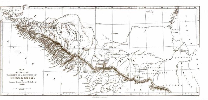 Карта СIRCASSIA 1840 г. автор James Stanislaus Bell