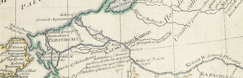 Дельта реки Kuban на карте 1769 г.