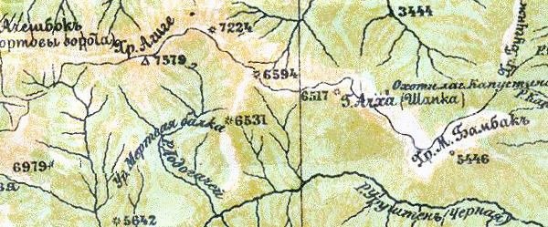 Фрагмент пятивёрстной карты Кавказа 30-х годов