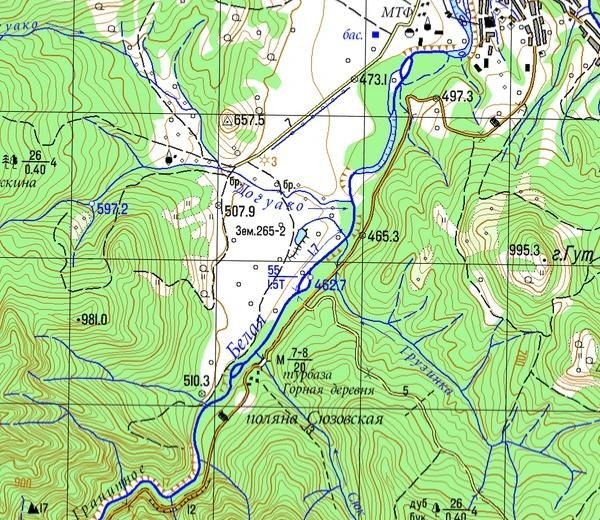 Фрагмент современной карты, где значится нижнее течение реки Догуако