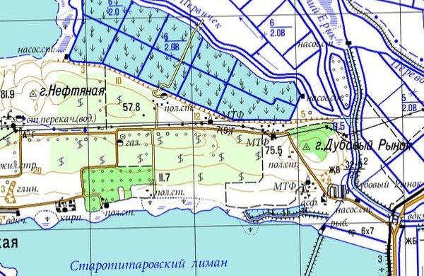 Современная карта района горы Дубовый Рынок Современная карта района горы Дубовый Рынок