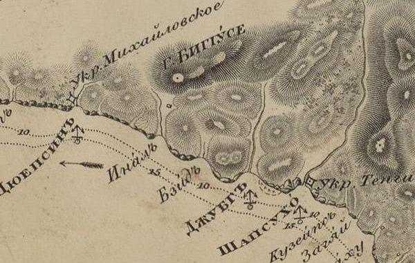 Фрагмент карты восточного берега Чёрного моря 1837 г.