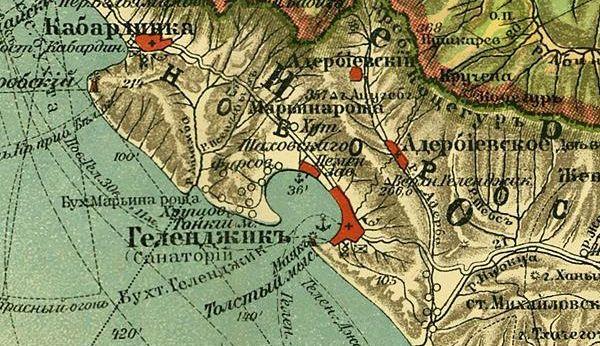Геленджик на карте 1904 г.