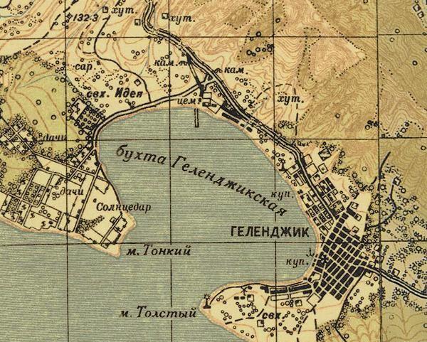 Геленджик на карте 1941 г.
