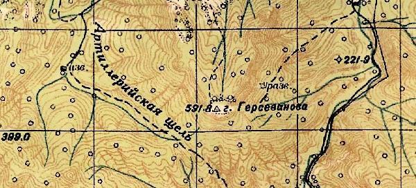 Гора Герсеванова на карте 1941 года