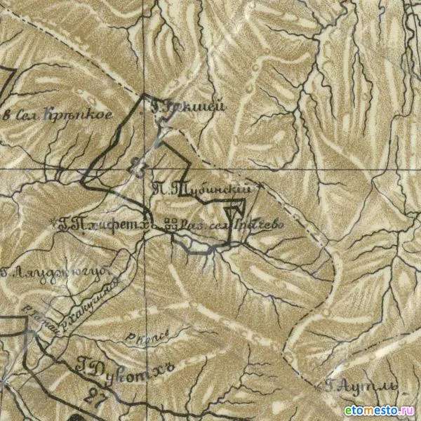 Перевал Тубинский на карте 1906 г.