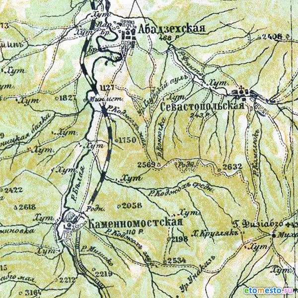 Фрагмент 5-ти вёрстной карты Кавказского края 1930 г.