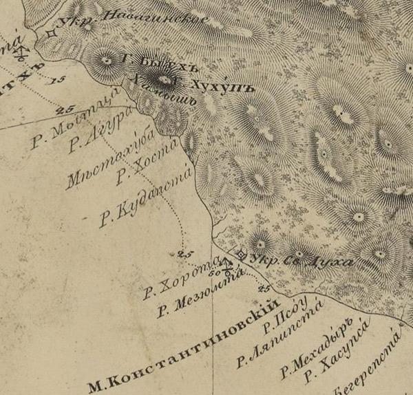Фрагмент карты Манганари Е.П. 1834 г.