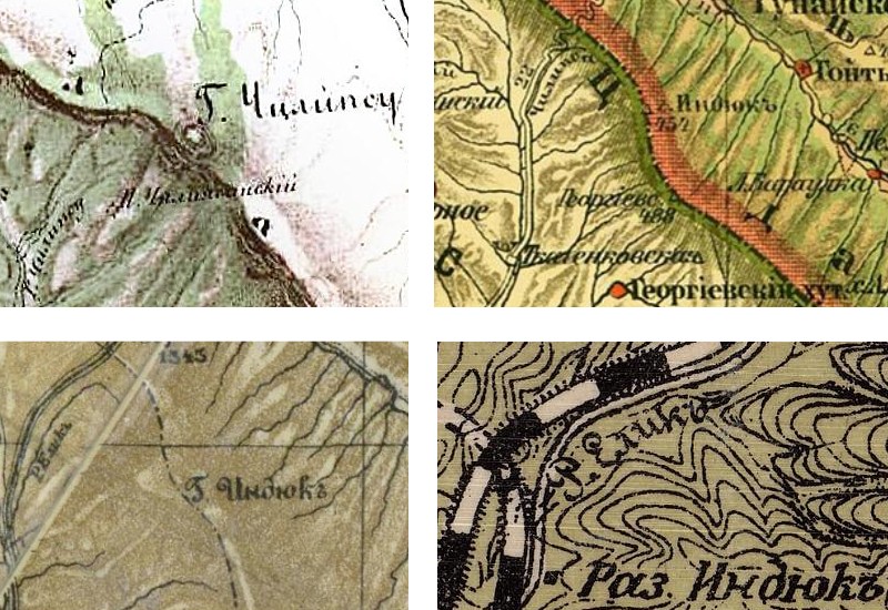 Гора Индюк и ручей Индюшка на старых картах Гора Индюк и ручей Индюшка на старых картах