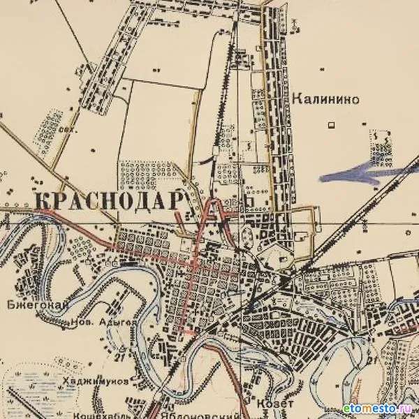 Село Калинино на карте 1941 г