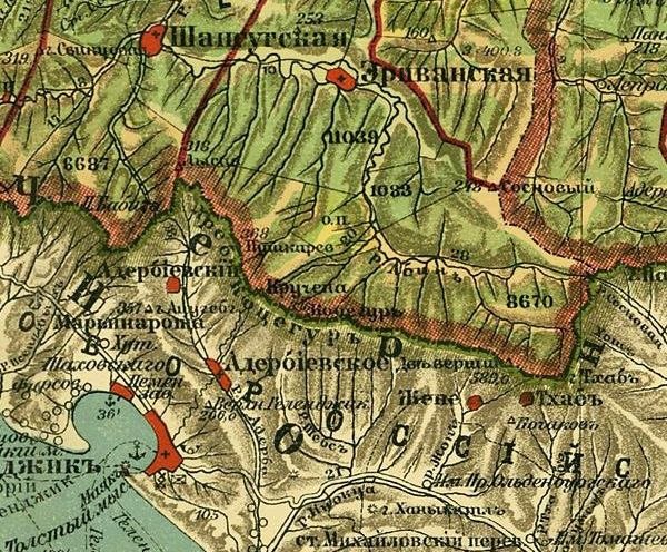 Фрагмент карты Кубанской области 1904 года