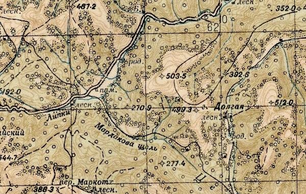 Фрагмент карты масштаба 1:100 000 (1841 г.)
