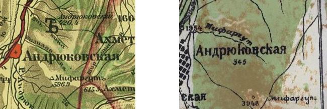 Фрагменты карт 1904 г. и 1926 г. 
