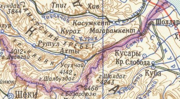 Гора ШахДаг на карте СССР 1970 г.