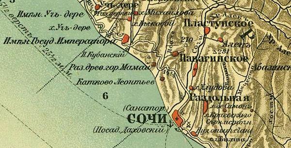 Село Навагинское на карте 1904 г.