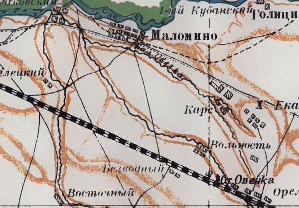 Фрагмент карты Кавказского края 30-х годов ХХ в.