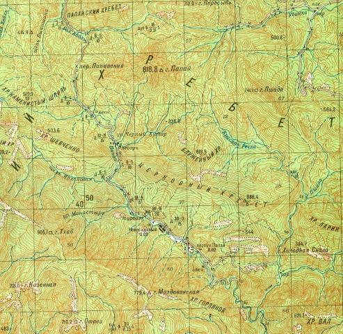 Карта, где расположена гора Папай и долина реки Папай