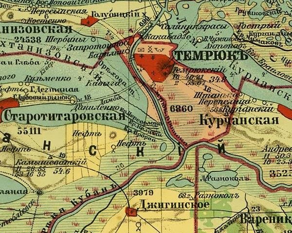 Карта Кубанской области 1904 г. Карта Кубанской области 1904 г.