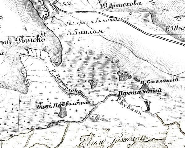 Река Переволока на карте 1877 г. Река Переволока на карте 1877 г.