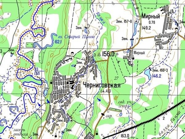 Станица Черниговская и озеро Старый Пшиш на правом берегу реки Пшиш