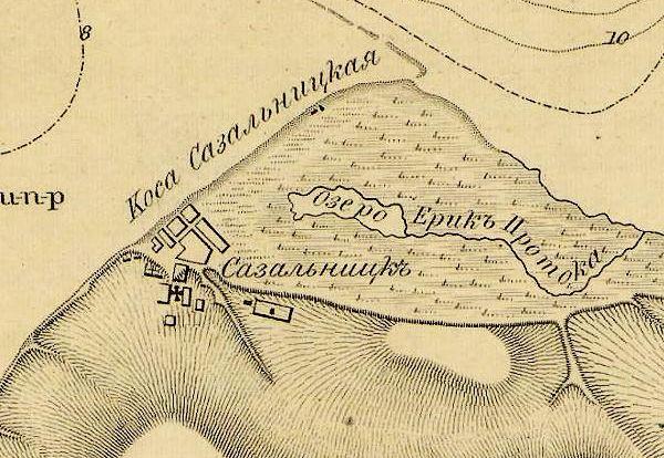 Фрагмент карты берега Таганрогского залива Азовского моря 1851 г.