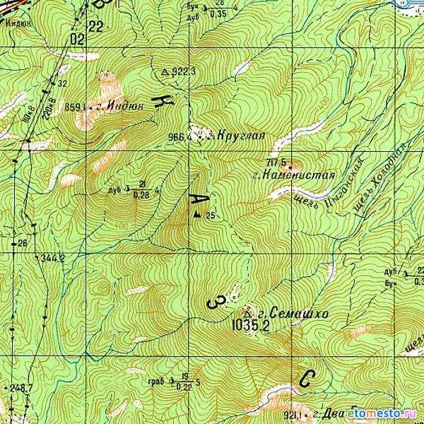 Гора Семашхо на современной карте