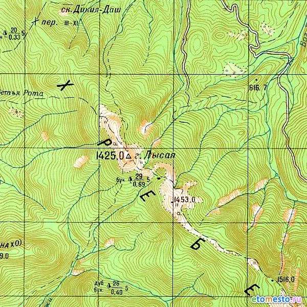 Фрагмент карты масштаба 1 см — 1 км издания 90-х годов