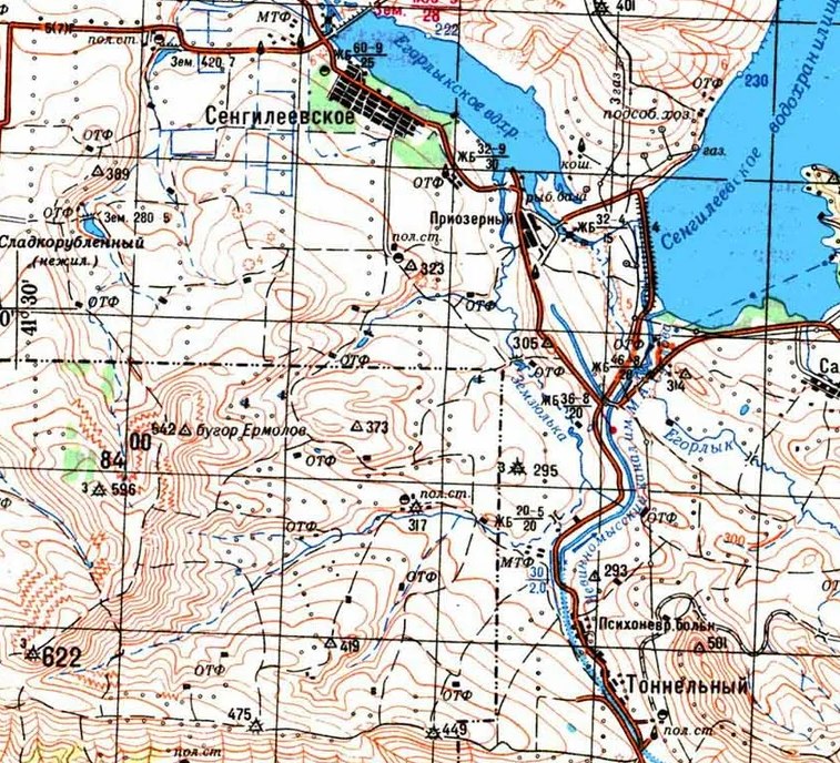 Река Земзюлька на карте 1986 года