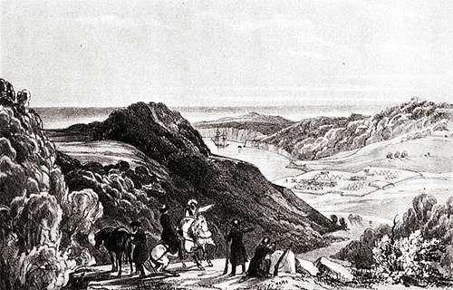 Форт Вельяминовский (1838-1854 гг.), вид с юго-восточной стороны, рисунок Дж. Бёлля (1838 г.)