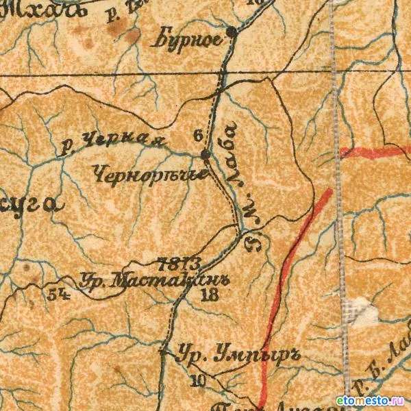 Фрагмент дорожной карты Кавказа 1903 г.