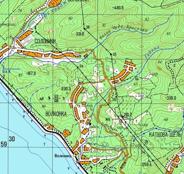 Cовременная карта, где значится село Волконка Cовременная карта, где значится село Волконка