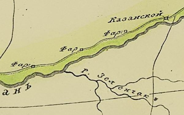 Фрагмент карты 1816 г., где обозначена река Зеленчакъ